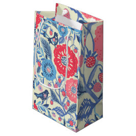 Vögel der Volkskunst, Erdbeeren und Blume drucken Kleine Geschenktüte
