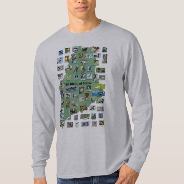 Vögel des langen Hülsen-T - Shirt Maines (Vorderseite)