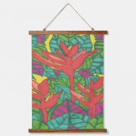 Vögel des tropischen Dschungels Wandteppich Mit Holzrahmen