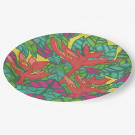 Vögel des tropischen Paradieses Pappteller