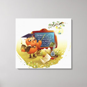 Vögel, die ein Buch führen und an der Tafel unterr Leinwanddruck