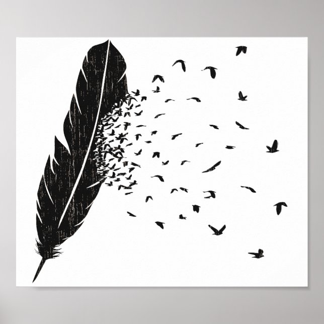 Vögel, die eine Feder auslöschen Poster (Vorne)