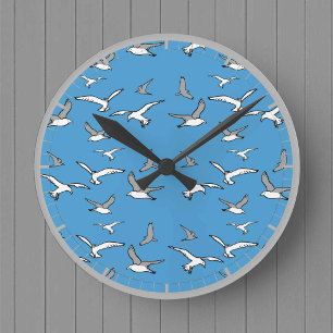Vögel - eine Schleuse der Möwen Runde Wanduhr