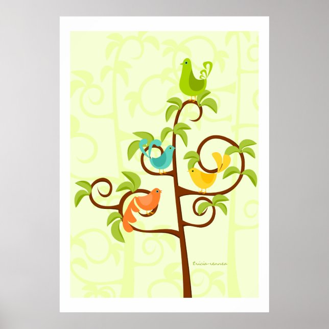 Vögel eines Baumes Poster (Vorne)