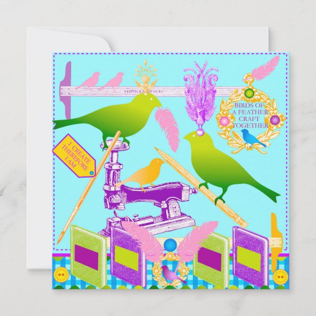 Vögel eines Feather Craft zusammen flache Karte (Vorderseite)