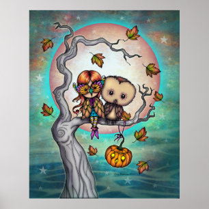 Vögel eines Feather Niedlich Girl in Maske und Sch Poster