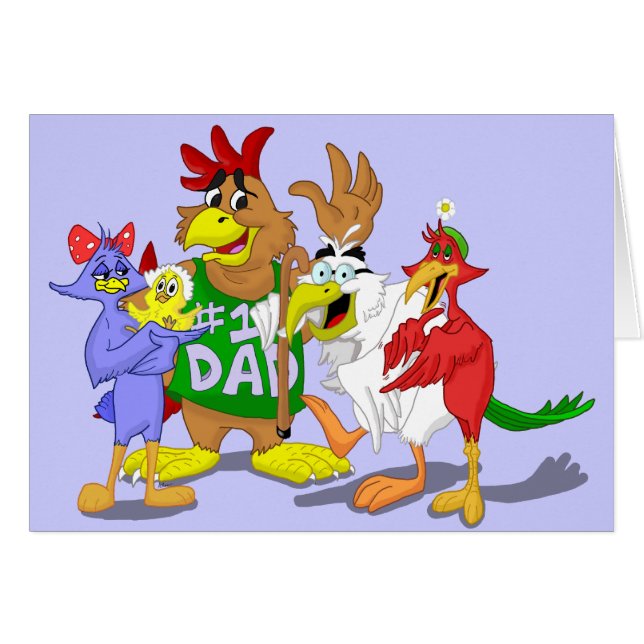 Vogel-Familien-Cartoon (Vorderseite (Horizontal))