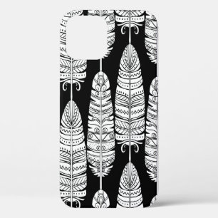 Vögel federn boho nahtlose Muster in schwarz und Case-Mate iPhone Hülle