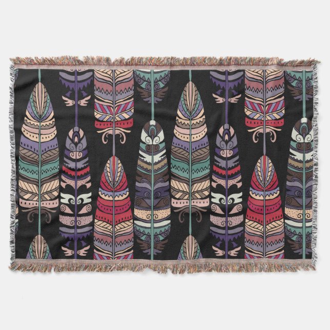 Vögel Federn Tribal Art nahtlos Decke (Vorderseite)