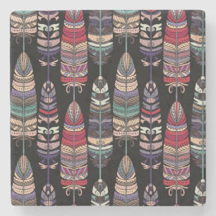 Vögel Federn Tribal Art nahtlos Steinuntersetzer