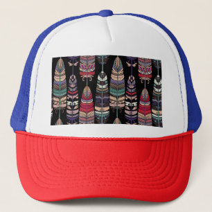 Vögel Federn Tribal Art nahtlos Truckerkappe