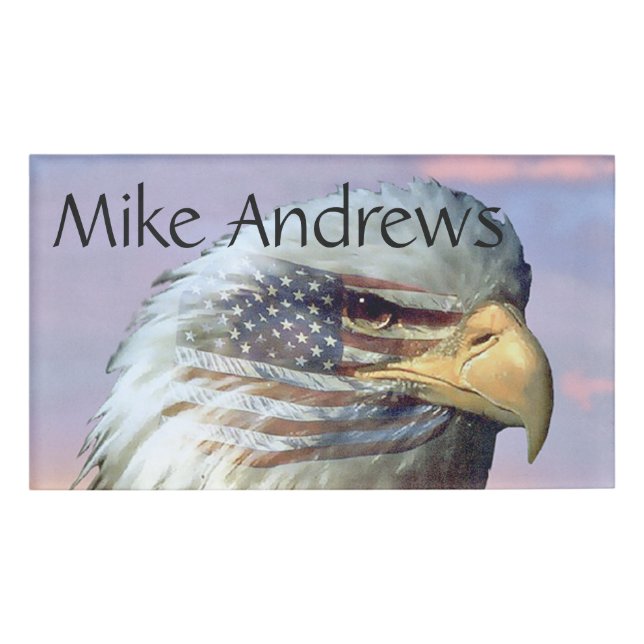 Vogel-Flaggen-Veteranen-Patriot-Namensschild USA Namenschild (Vorderseite)