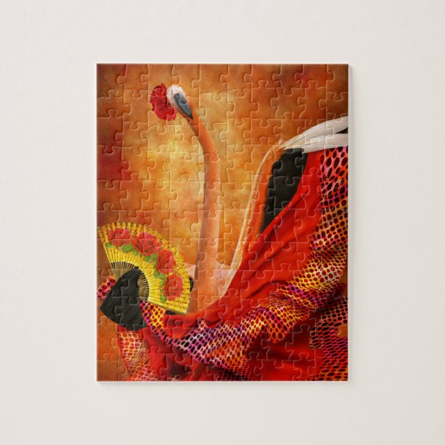 Vogel - Flamingo - Flamengo Tänzer Puzzle (Vertikal)