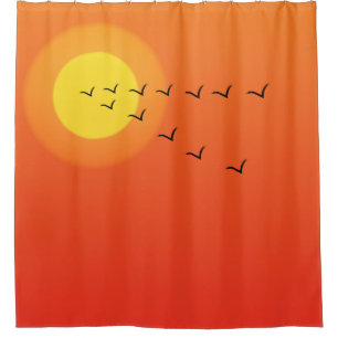 Vögel fliegen zur Sonne Duschvorhang