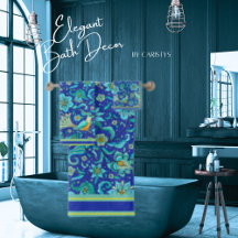 Vögel Florales königliches Blau, Gelb, Aqua
