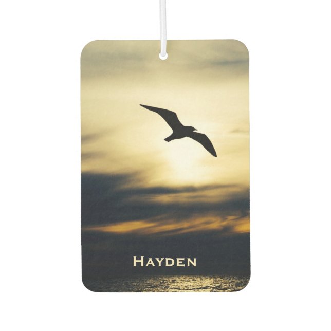 Vogel Flying Silhouette Sunset Personalisiert Autolufterfrischer (Vorderseite)