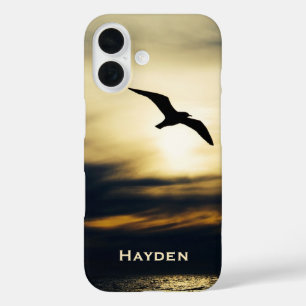 Vogel Flying Silhouette Sunset Personalisiert iPhone 16 Hülle