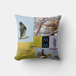 Vogel-Fotocollage Throwkissen Kissen
