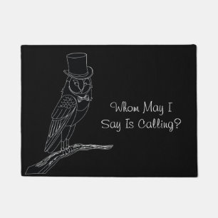 Vögel Funny Owl in einem Top Hat Fußmatte