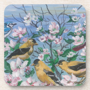 Vögel Gelb Fink blüht Getränkeuntersetzer