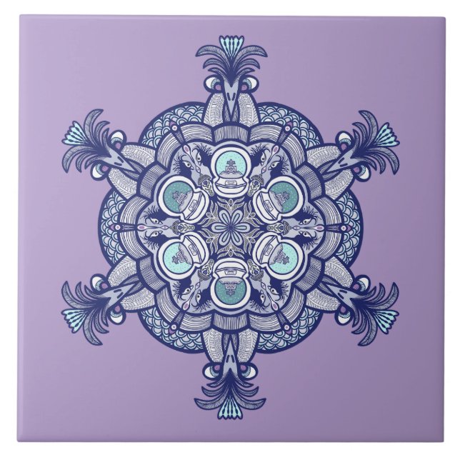 Vögel & Globes Design Fliese (Vorderseite)