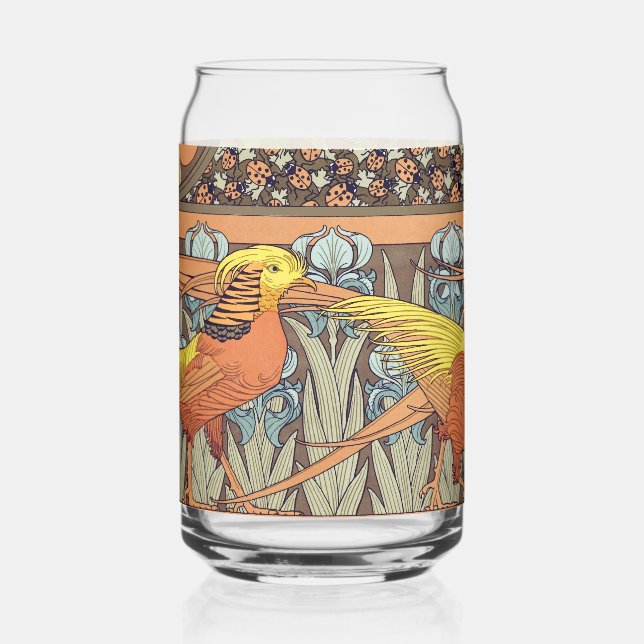Vögel, Goldene Fasanen & Hochzeitsstil Dosenglas (Rückseite)