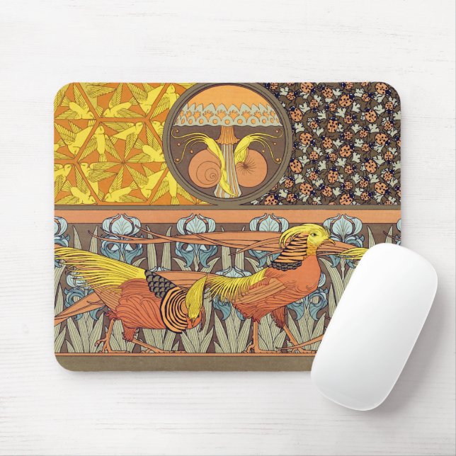 Vögel, Goldene Fasanen & Hochzeitsstil Mousepad (Mit Mouse)