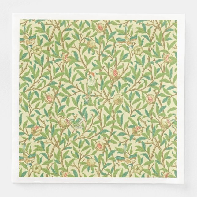 Vogel & Granatapfel Serviette (Vorderseite)