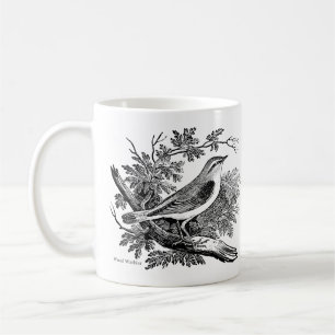 Vogel-Gravuren - ein Wald Warbler & Starling Kaffeetasse