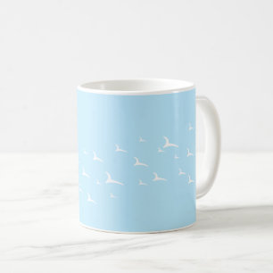 Vögel hellblau weißes Muster Kaffeetasse