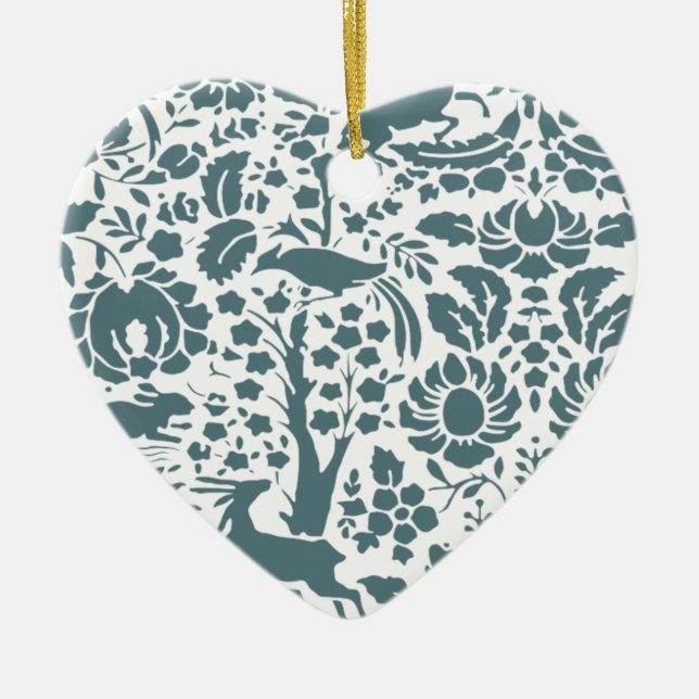 Vögel, Hirsche, Baumfollikelmuster Keramik Ornament (Vorne)