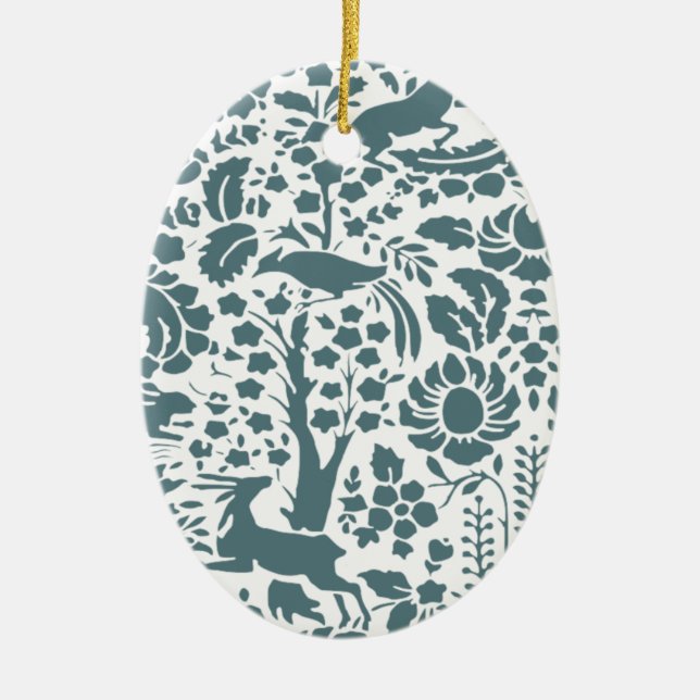 Vögel, Hirsche, Baumfollikelmuster Keramikornament (Vorne)