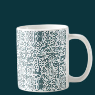 Vögel, Hirsche, Vintage Volksmuster Tasse