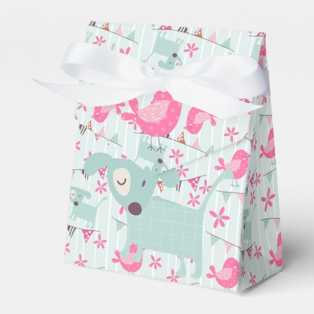 Vögel, Hunde, Banner, Blume Geschenkschachtel (Vorderseite)