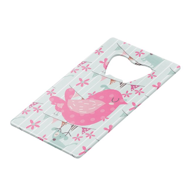 Vögel, Hunde, Banner, Blume Kreditkarten Flaschenöffner (Rückseite Schrägansicht)