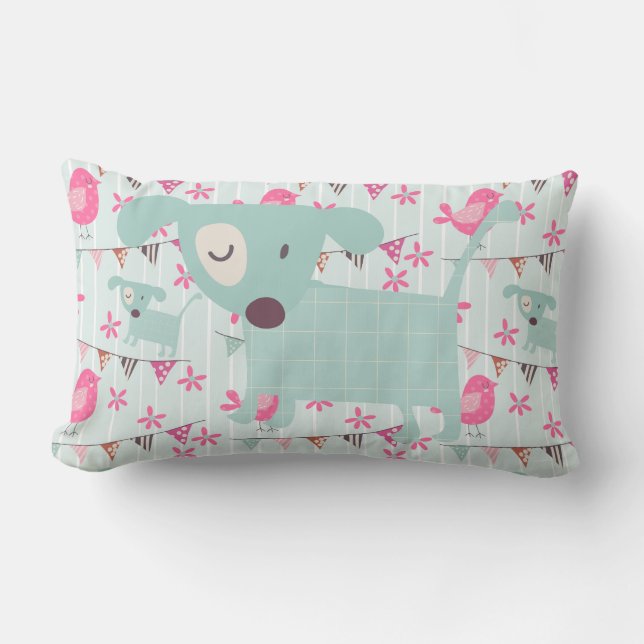 Vögel, Hunde, Banner, Blume Lendenkissen (Vorderseite)