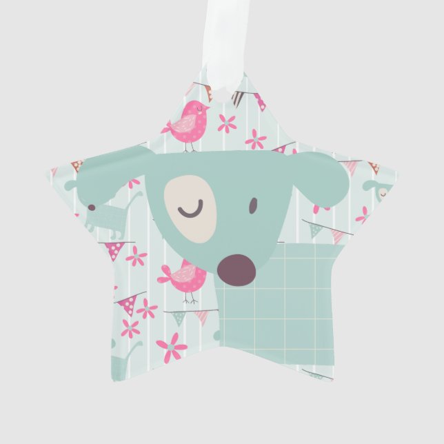 Vögel, Hunde, Banner, Blume Ornament (Rückseite)