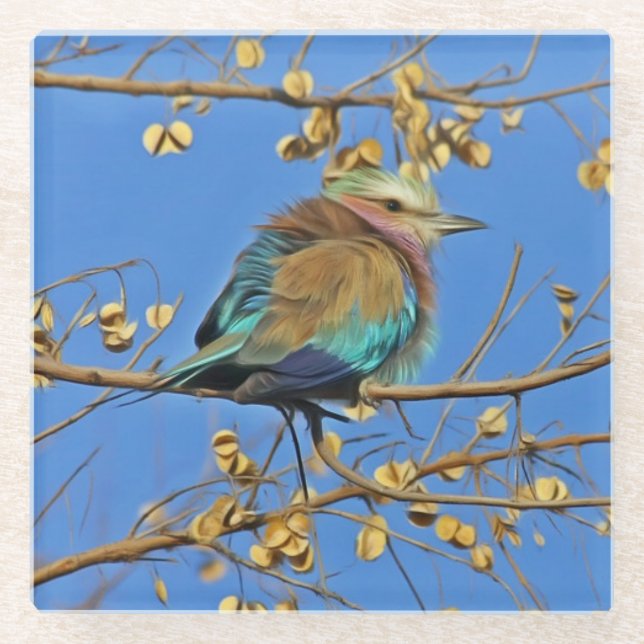 Vogel im Baum Foto Glasuntersetzer (Vorderseite)