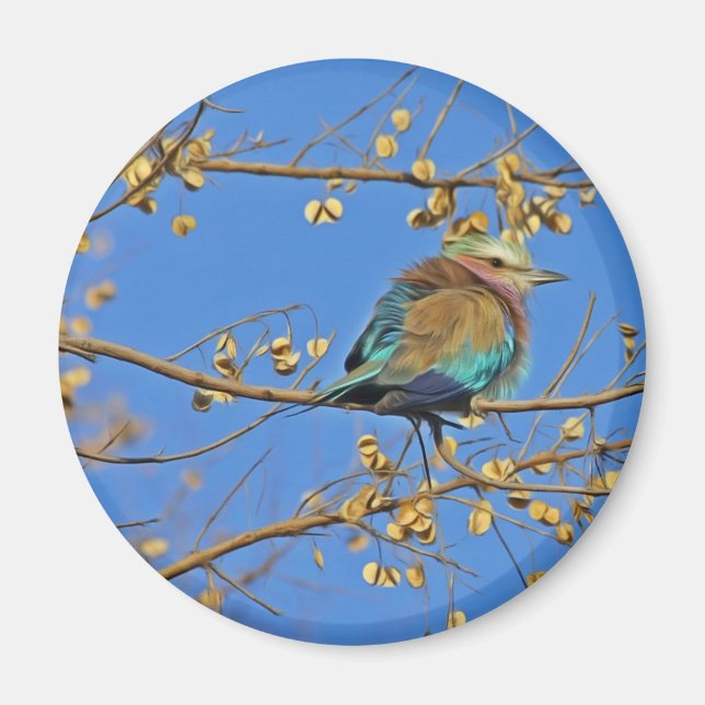 Vogel im Baum Foto Magnet (Vorne)
