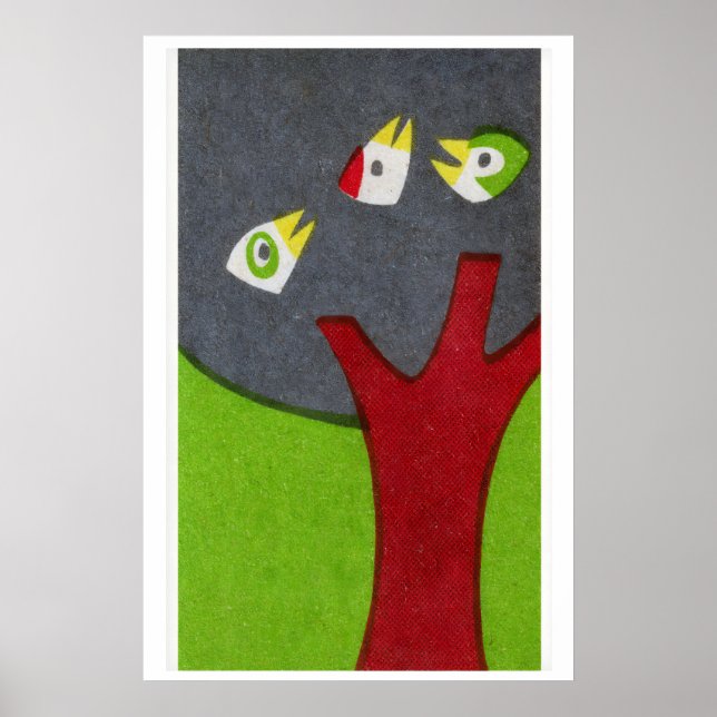 Vögel im Baum - Matchbox-Druck - Ästhetische Wand Poster (Vorne)