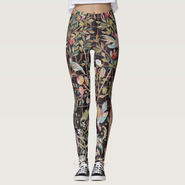 Vögel im Blumengarten, William Morris Leggings (Vorderseite)