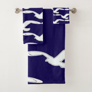 Vogel im Flug Badezubehör Marineblau Badhandtuch Set