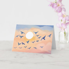 Vögel im Flug | Sonnenuntergang Wasserfarbe Karte