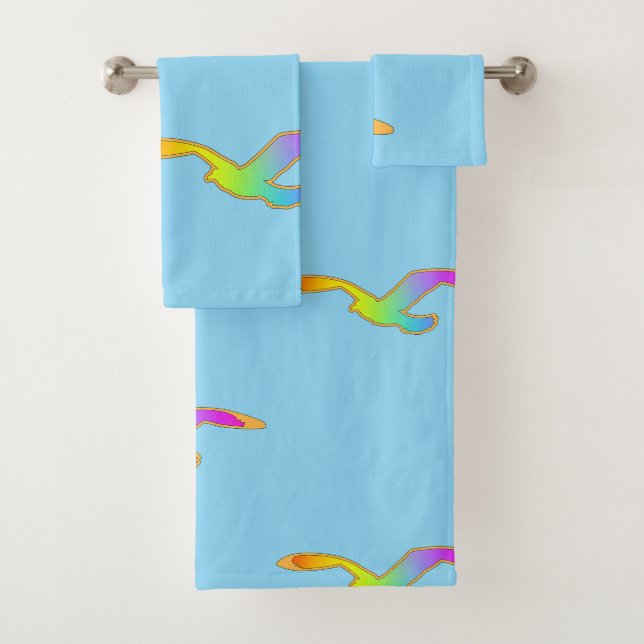 Vögel im Flug Wiederholung von lt blau Badhandtuch Set (Insitu)