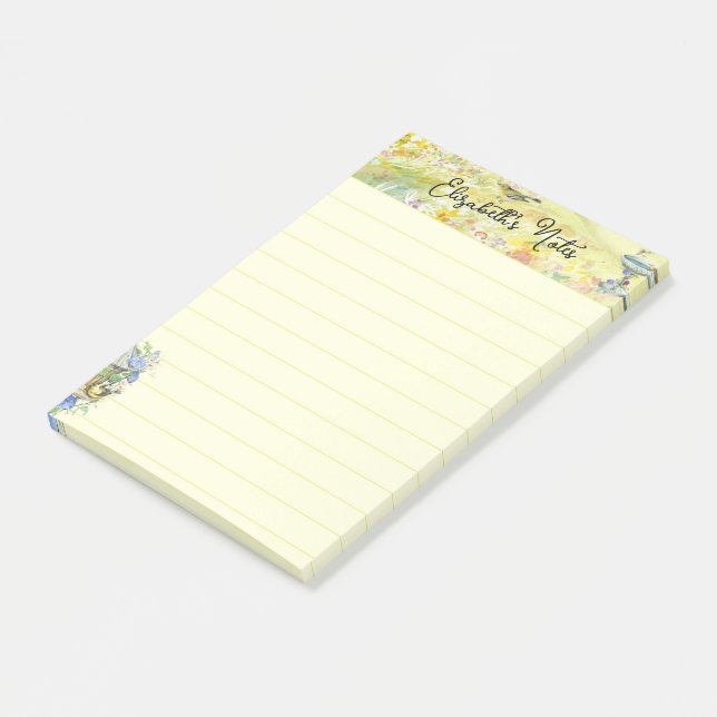 Vögel im Garten personalisiert Post-it Klebezettel (angewinkelt)