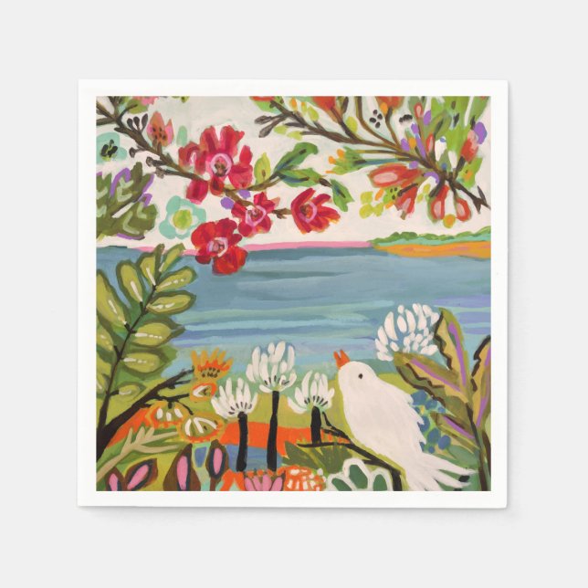 Vögel im Garten Serviette (Vorderseite)
