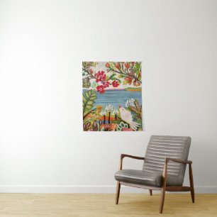 Vögel im Garten Wandteppich