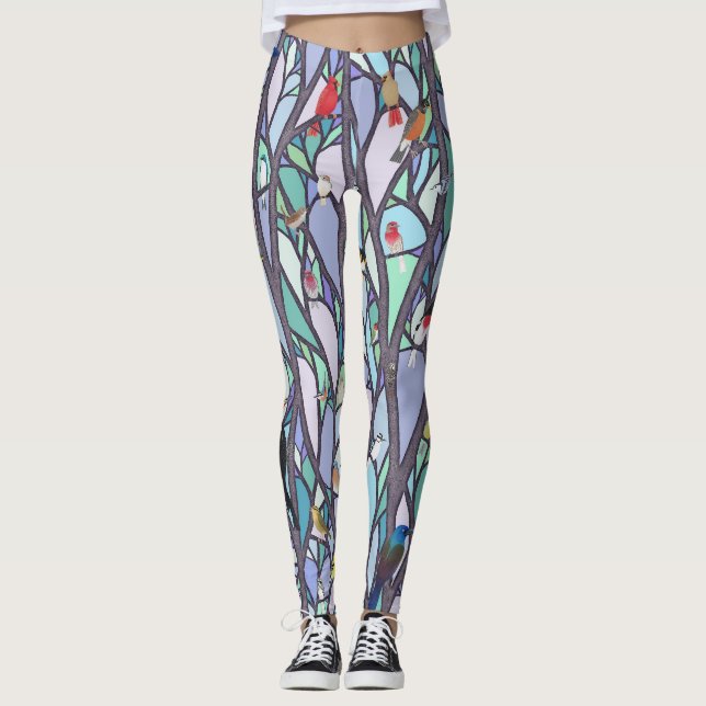 Vögel im Glasbaum Leggings (Vorderseite)