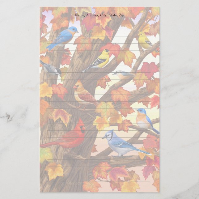 Vögel im Herbst Ahornbaum Briefpapier (Vorderseite)