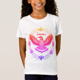 Vogel im Mandala Farbverlauf Regenbogen T-Shirt